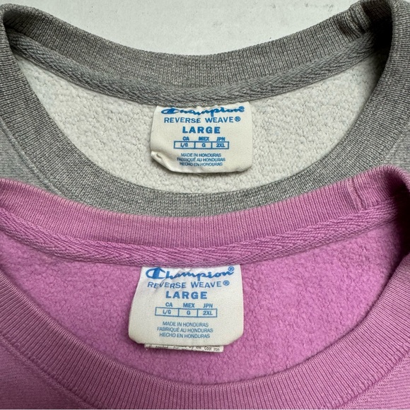 2 Champion Reverse Weave Women's Crewneck Sweatshirts  Gray, Pink Size: Large - Picture 3 of 8